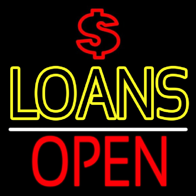 Double Stroke Loans With Dollar Logo Open Enseigne Néon