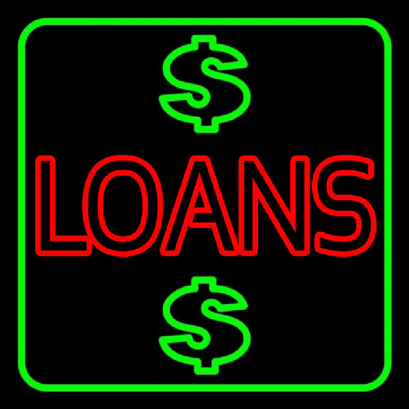 Double Stroke Loans With Dollar Logo With Green Border Enseigne Néon