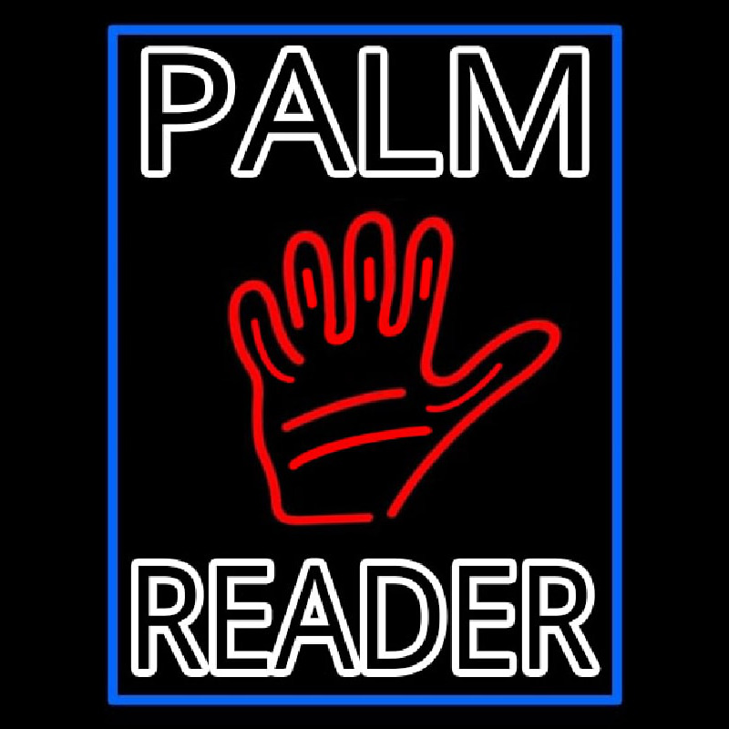 Double Stroke Palm Reader With Border Enseigne Néon