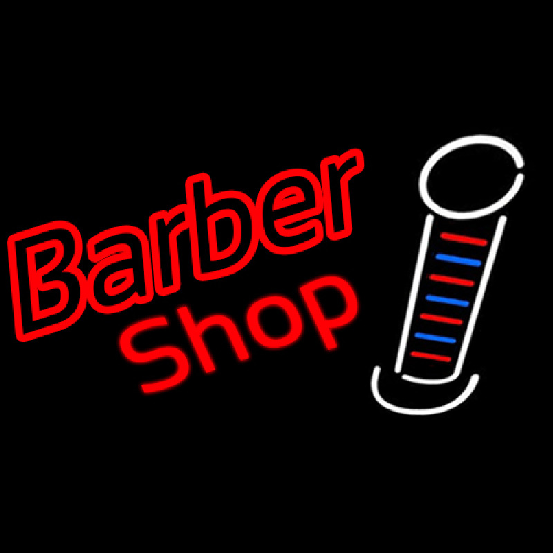 Double Stroke Red Barber Shop Enseigne Néon