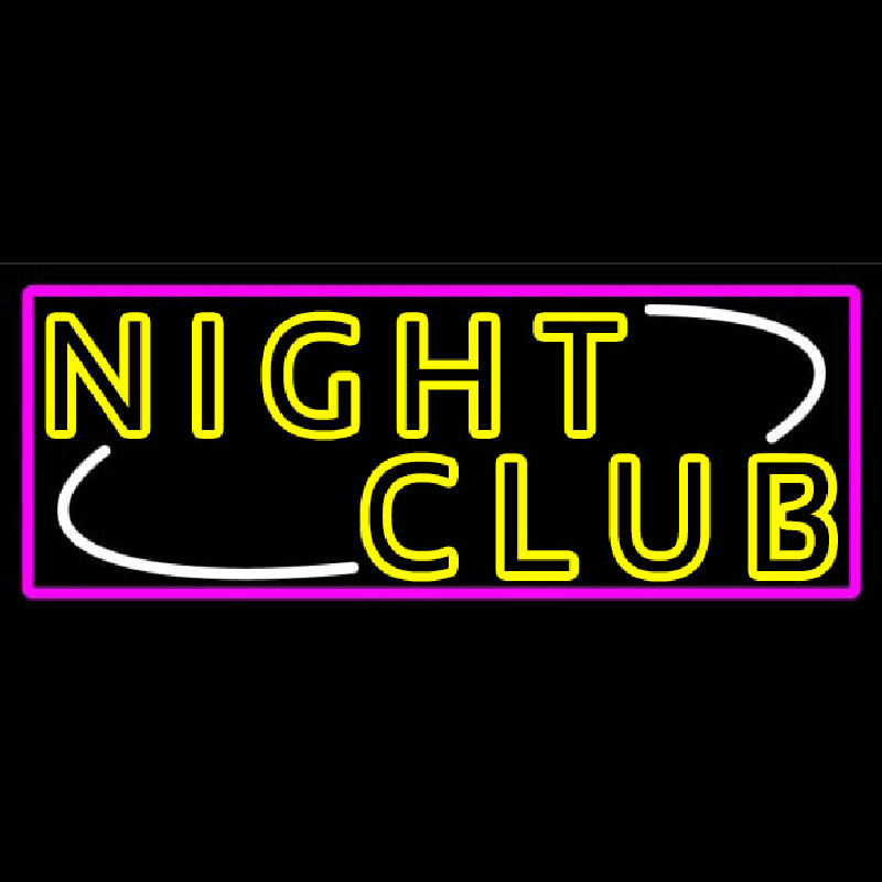 Double Stroke Yellow Night Club Pink Border Enseigne Néon