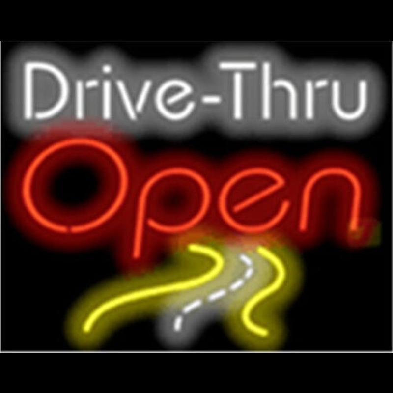 Drive Thru Open Wroad Scene Enseigne Néon