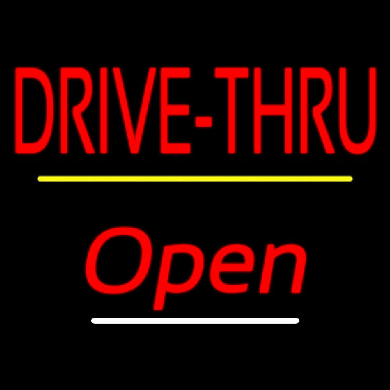 Drive Thru Open Yellow Line Enseigne Néon