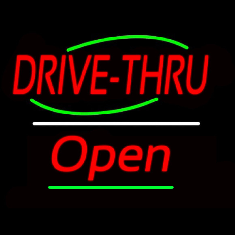 Drive Thru Open Yellow Line Enseigne Néon