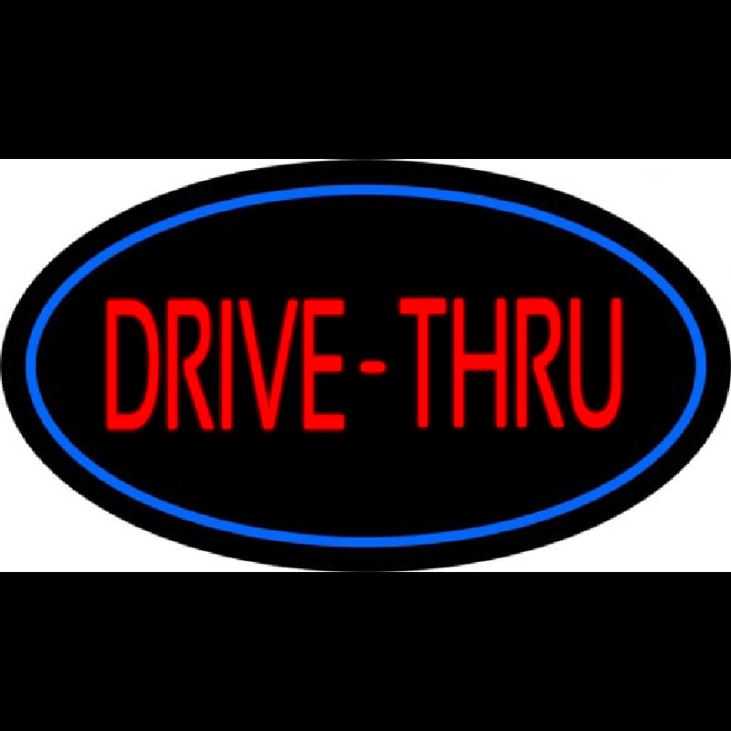 Drive Thru Oval Blue Enseigne Néon