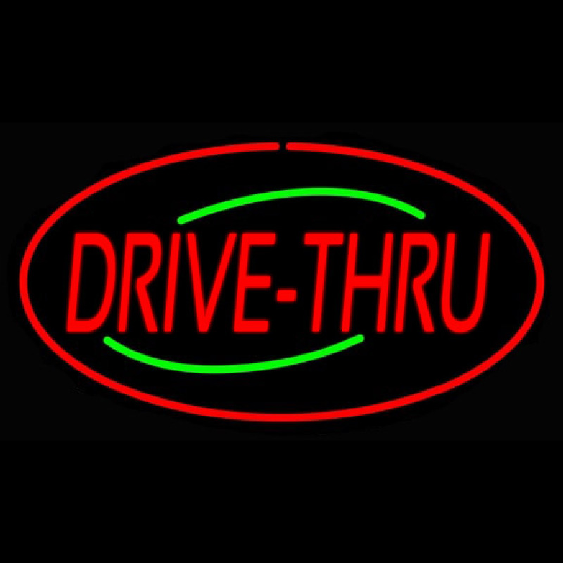 Drive Thru Oval Red Enseigne Néon