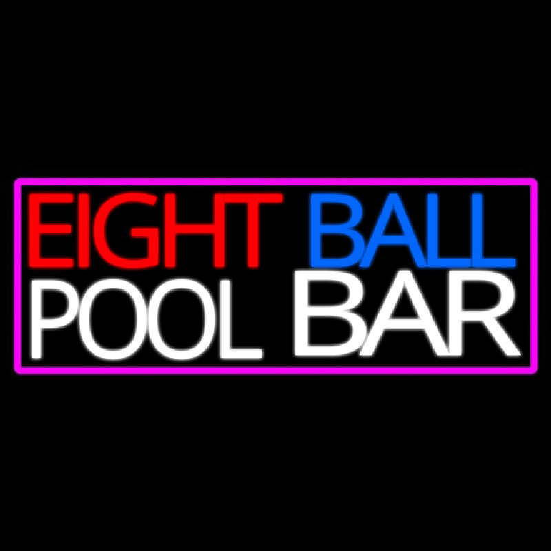 Eight Ball Pool Bar With Pink Border Enseigne Néon