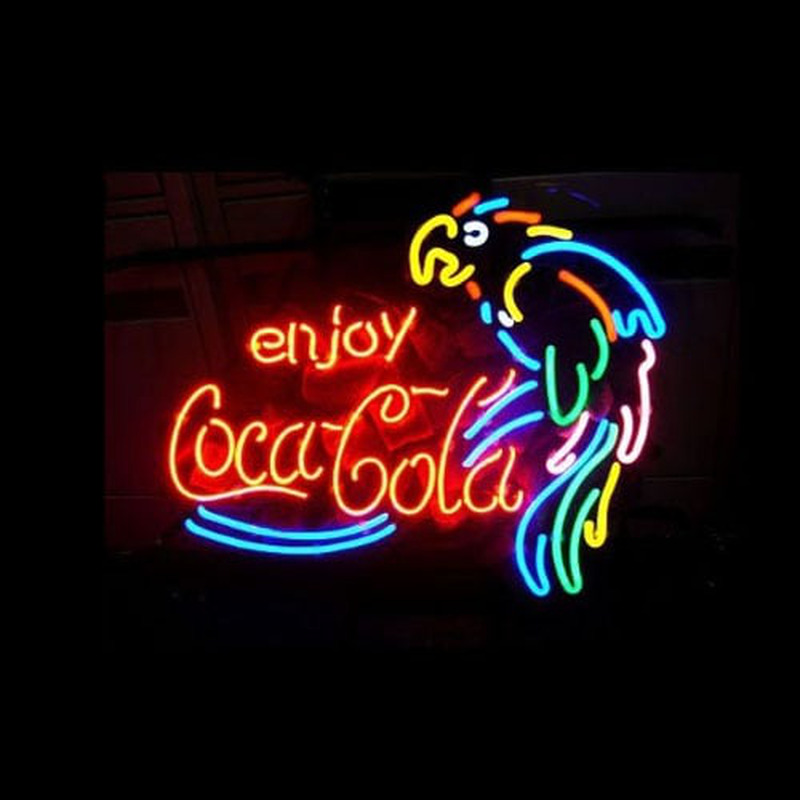 Enjoy Coca Cola Parrot Bière Bar Entrée Enseigne Néon