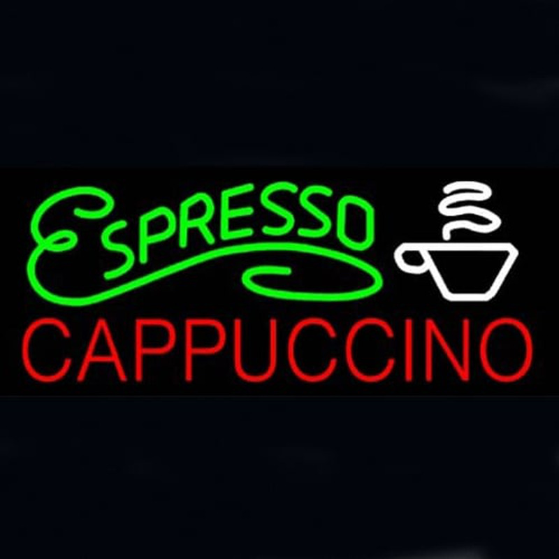 Espresso Cappuccino Magasin Entrée Enseigne Néon