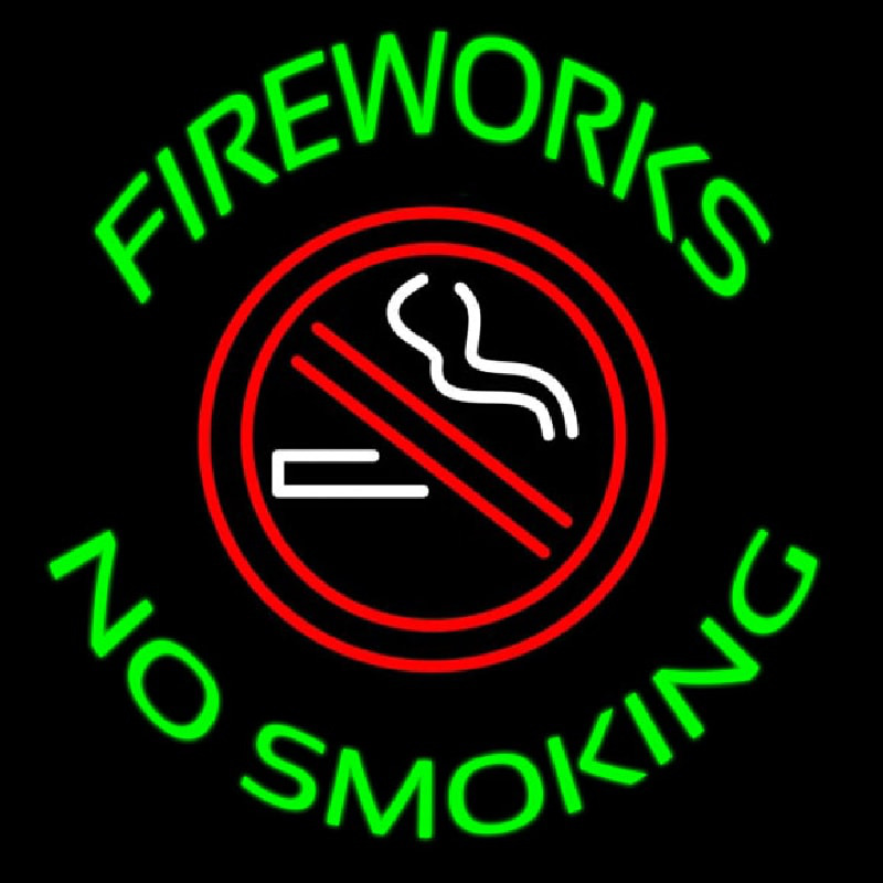 Fire Works No Smoking With Logo 2 Enseigne Néon
