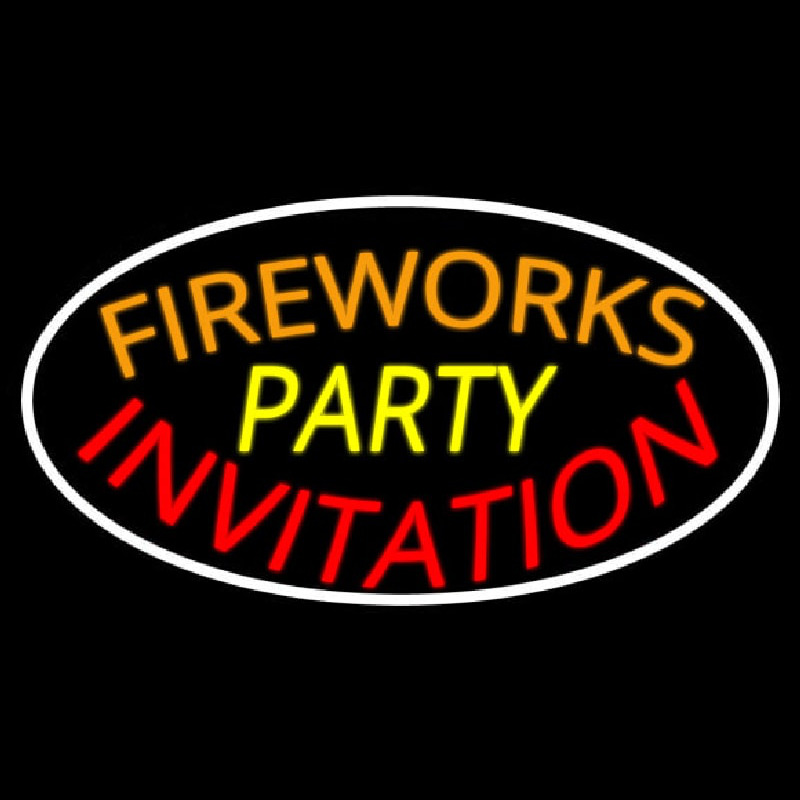 Fireworks Party Invitation In A Enseigne Néon