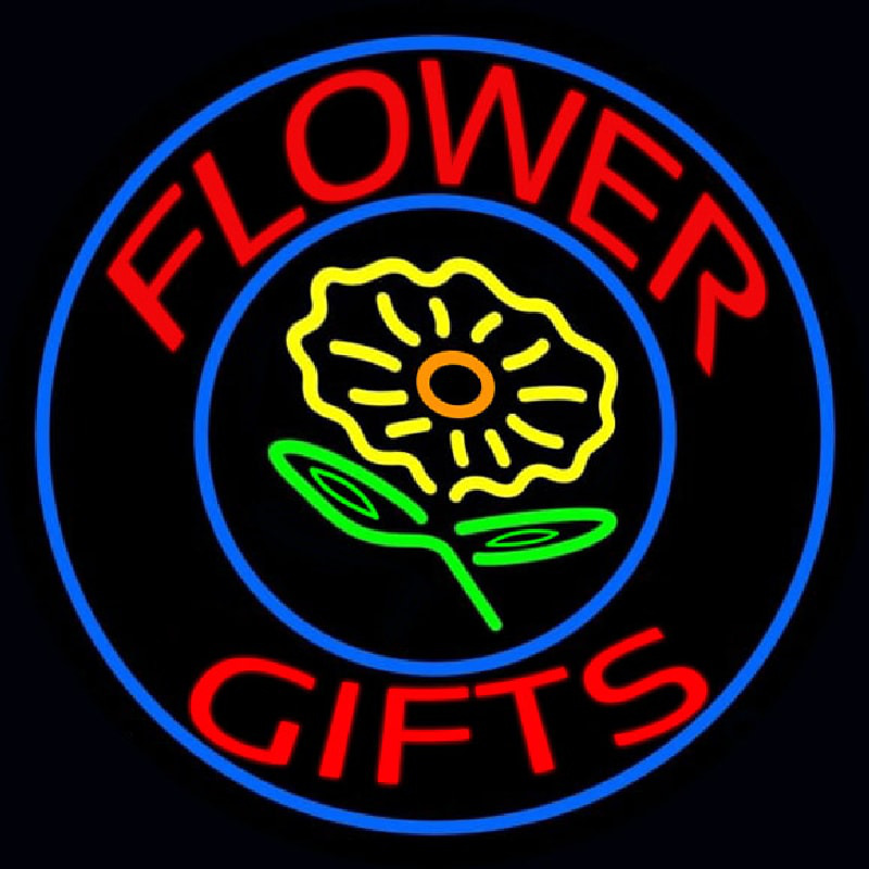 Flower Gifts In Block Logo Enseigne Néon