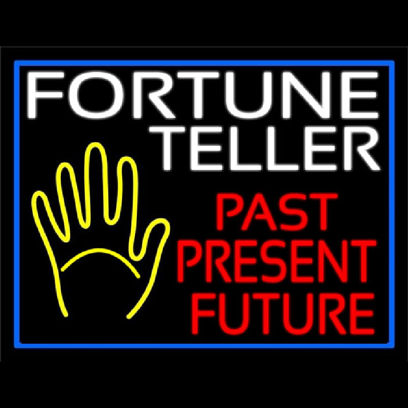 Fortune Teller Past Present Future Blue Border Enseigne Néon