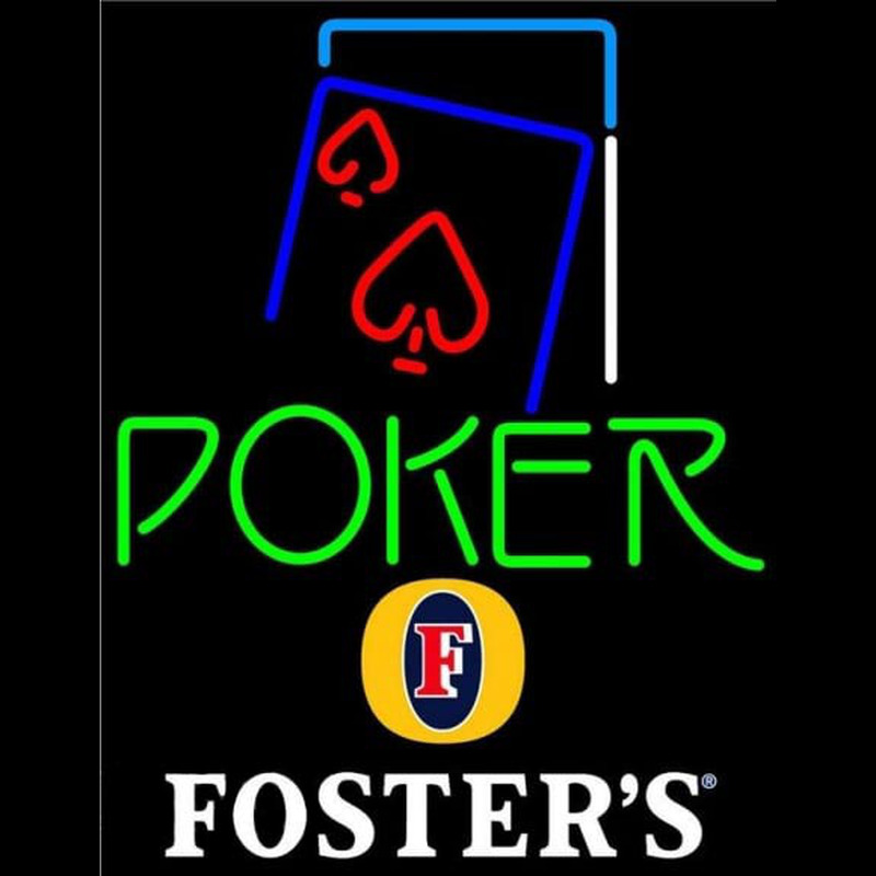 Fosters Green Poker Red Heart Beer Sign Enseigne Néon