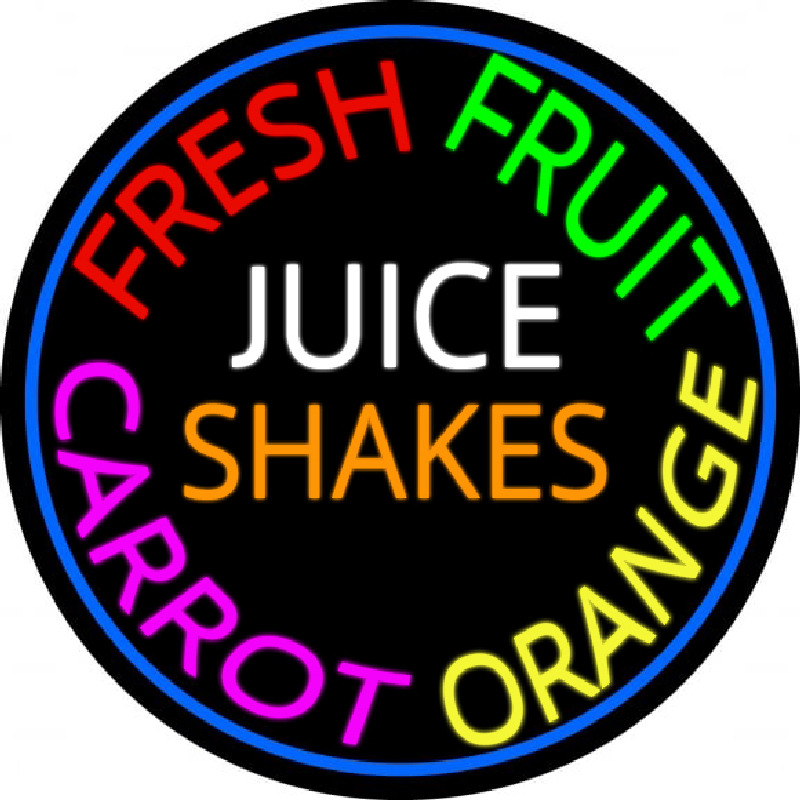 Fresh Fruit Juice Carrot Orange Shakes Enseigne Néon