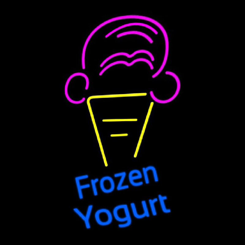 Frozen Yogurt Blue Ltrs With Cone Logo Enseigne Néon