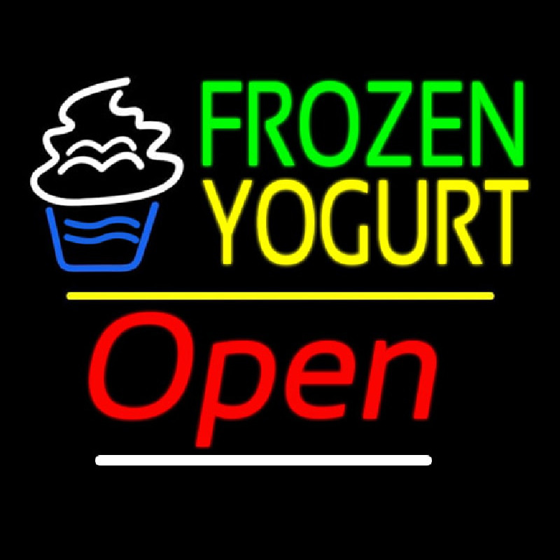 Frozen Yogurt Open Yellow Line Enseigne Néon