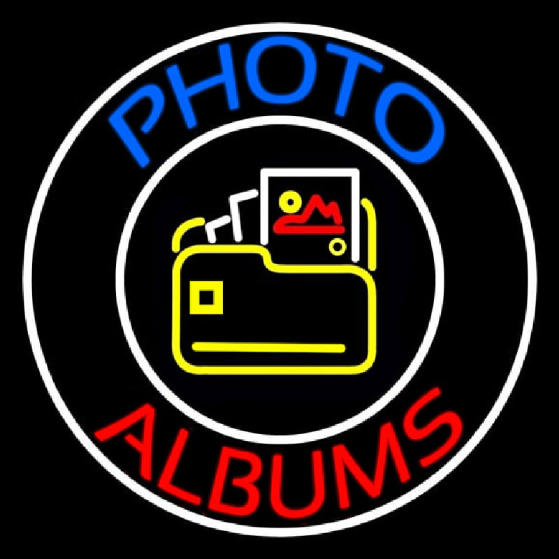 Gallery Icon With Blue Photo Album With Circle Enseigne Néon