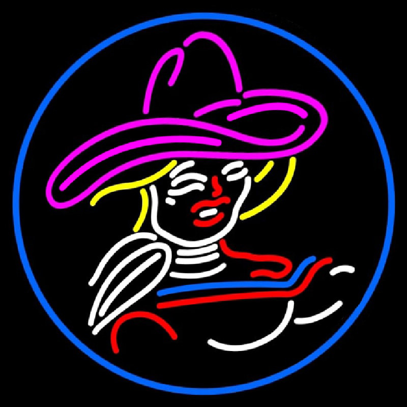 Girl With A Hat Enseigne Néon