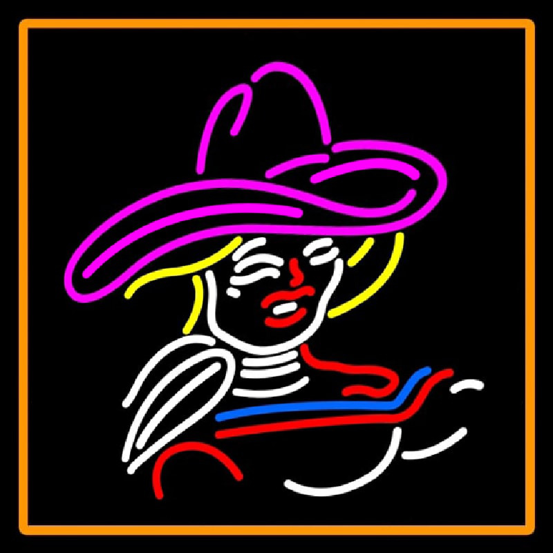 Girl With A Hat Enseigne Néon