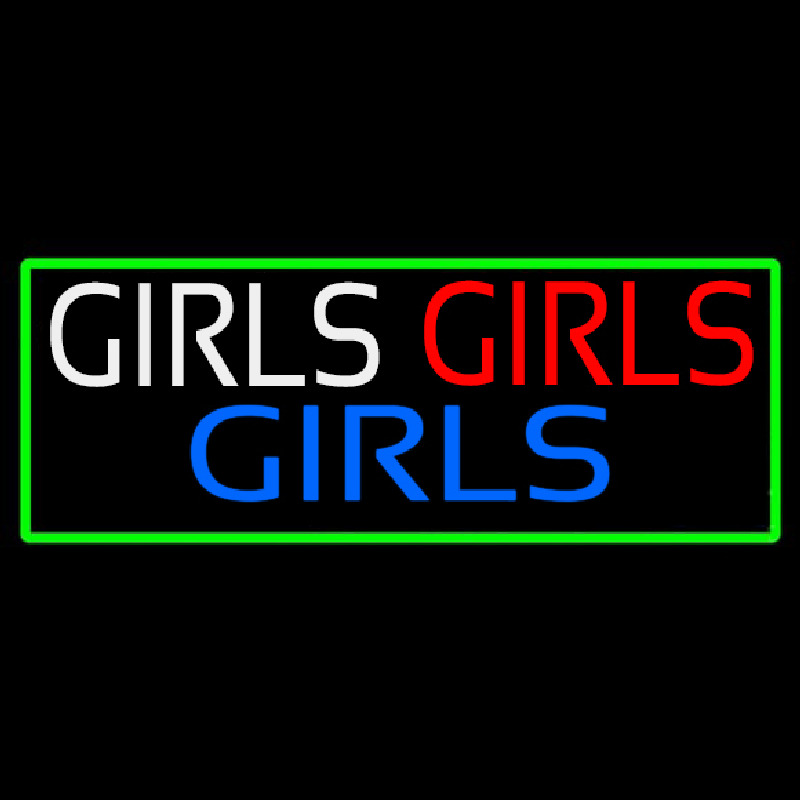 Girls Girls Girls Strip With Turquoise Border Enseigne Néon