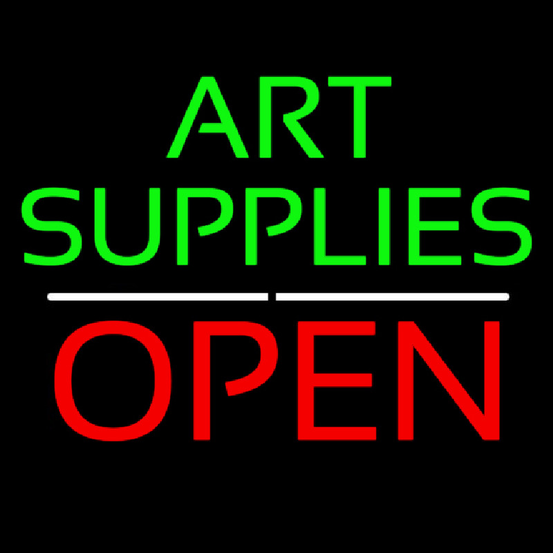 Green Art Supplies With Open 1 Enseigne Néon