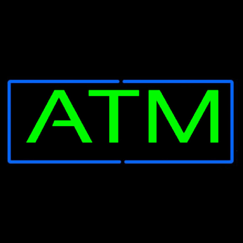 Green Atm Blue Border Enseigne Néon