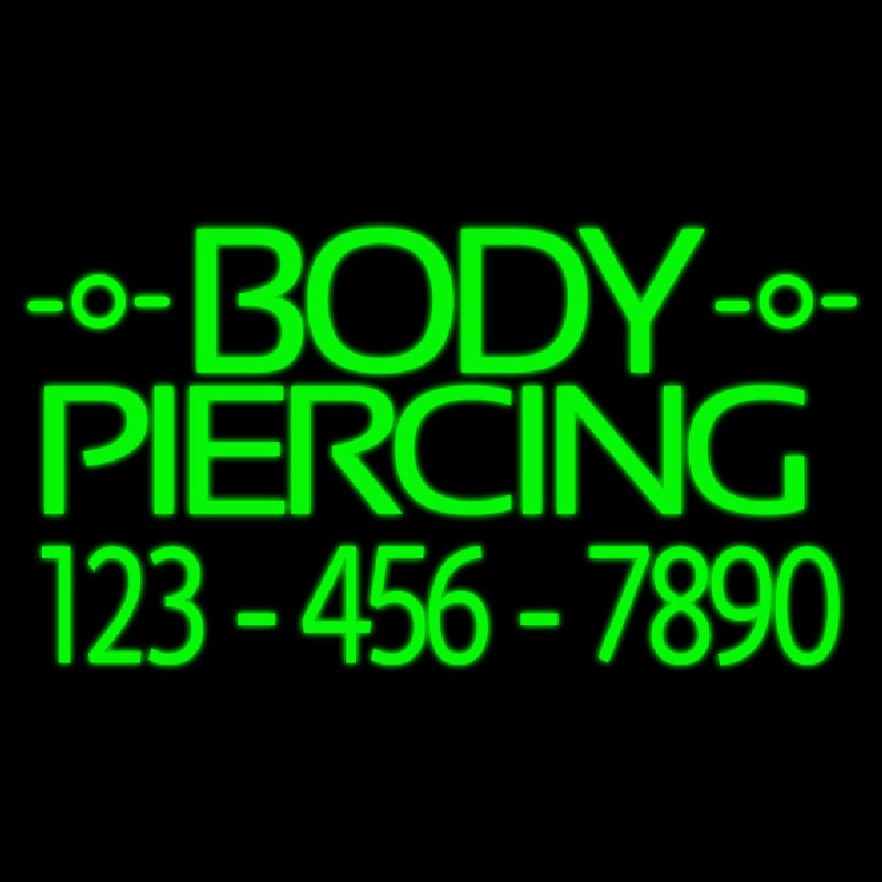 Green Body Piercing With Phone Number Enseigne Néon