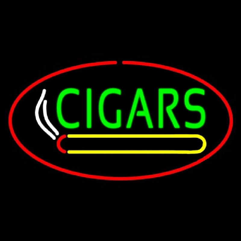 Green Cigars Logo Red Oval Enseigne Néon