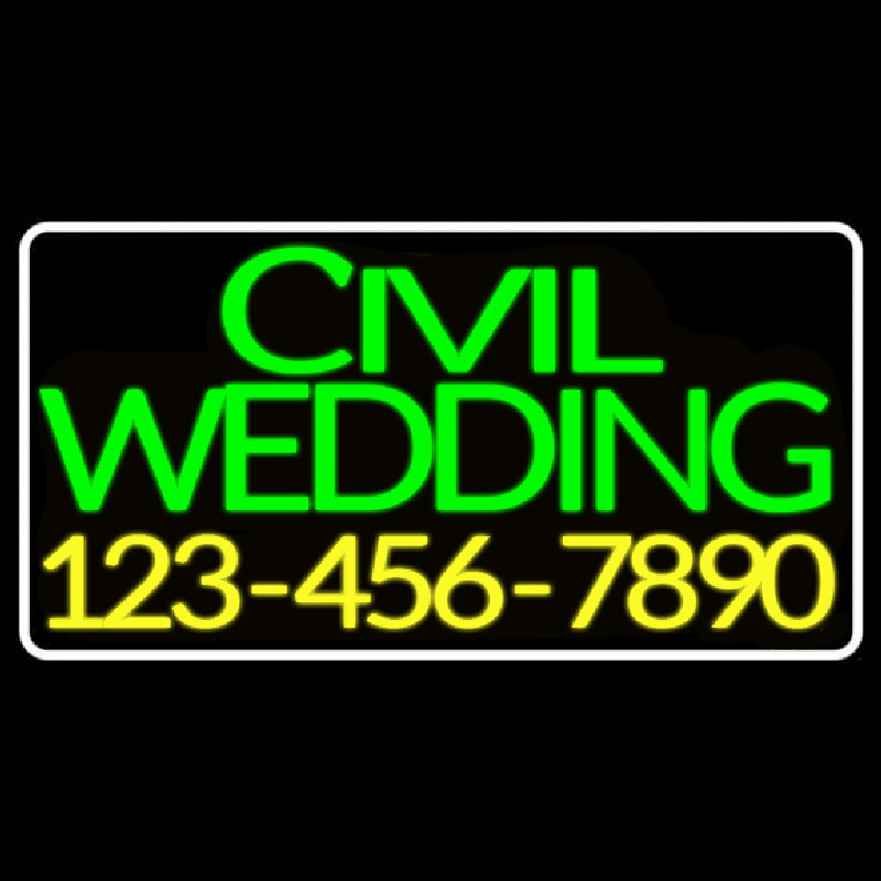 Green Civil Wedding With Phone Number Enseigne Néon