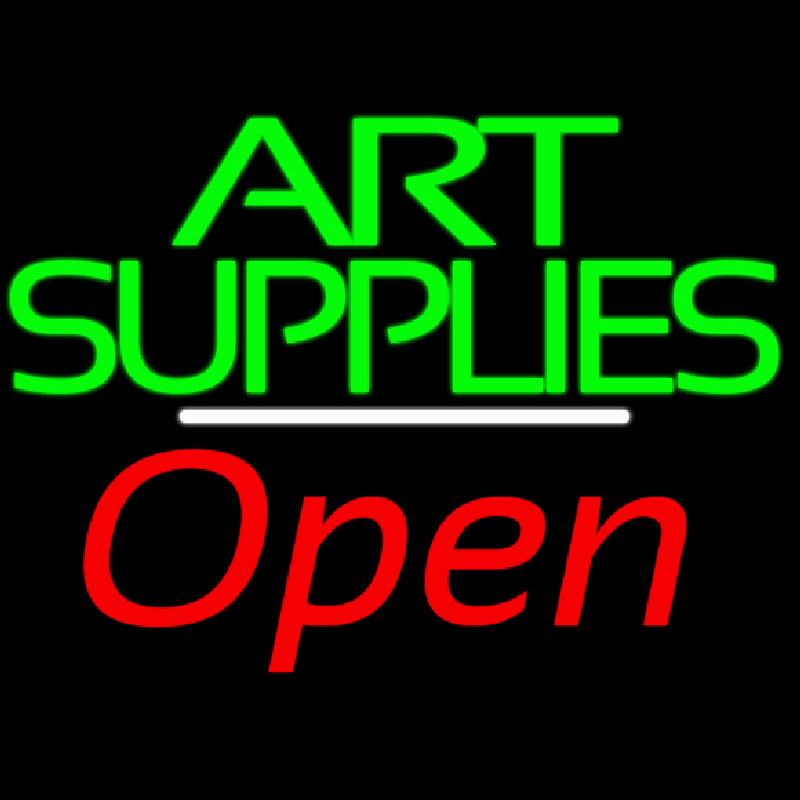 Green Double Stroke Art Supplies With Open 2 Enseigne Néon