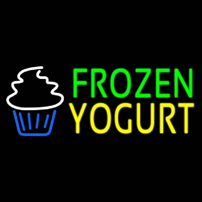 Green Frozen Yogurt Yellow Logo Enseigne Néon