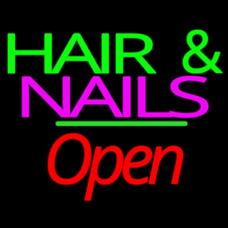 Green Hair And Nails Open Enseigne Néon