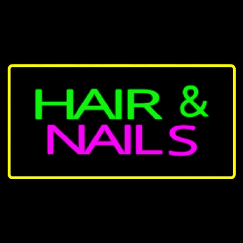 Green Hair And Nails With Yellow Border Enseigne Néon