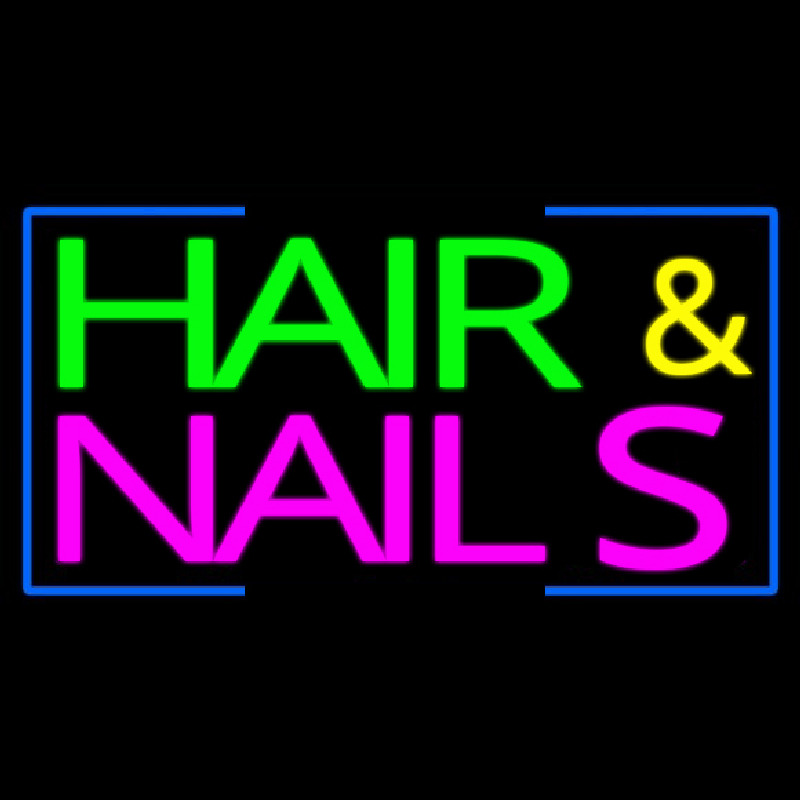 Green Hair And Pink Nails With Blue Border Enseigne Néon