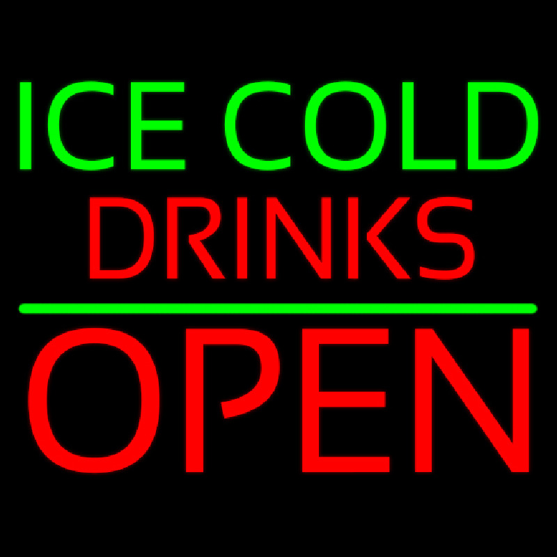 Green Ice Red Cold Drinks Open Enseigne Néon