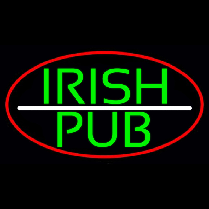 Green Irish Pub Oval With Red Border Enseigne Néon