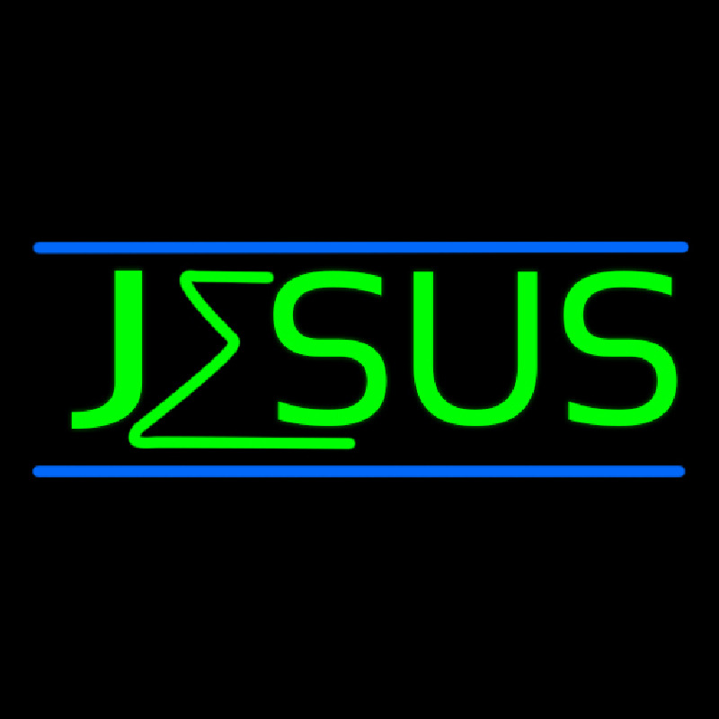 Green Jesus Blue Line Enseigne Néon