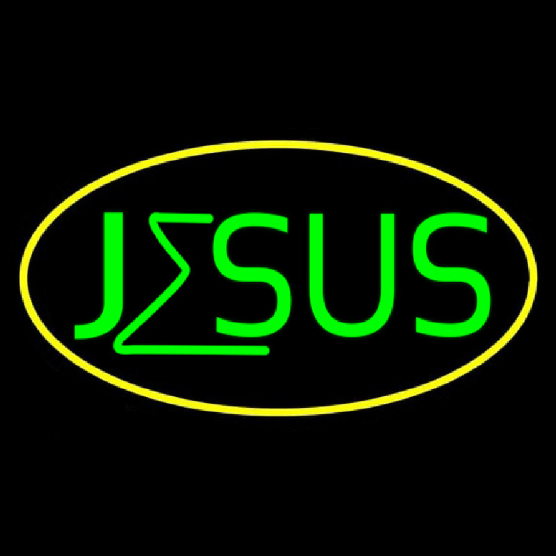 Green Jesus Yellow Border Enseigne Néon