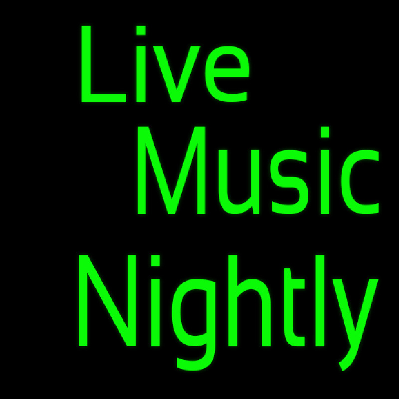 Green Live Music Nightly Block Enseigne Néon