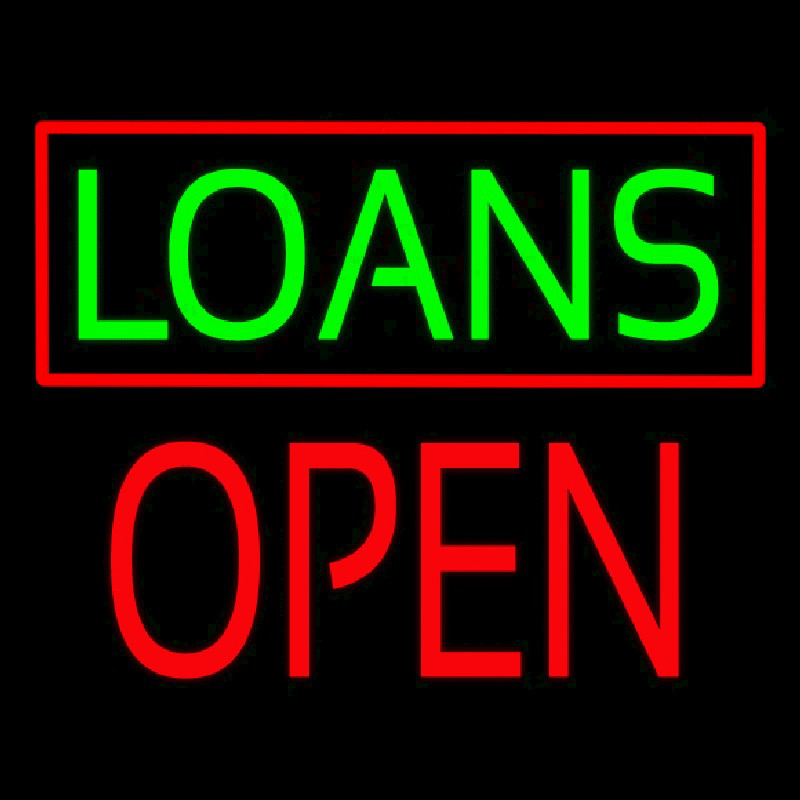 Green Loans Red Border Block Open Enseigne Néon