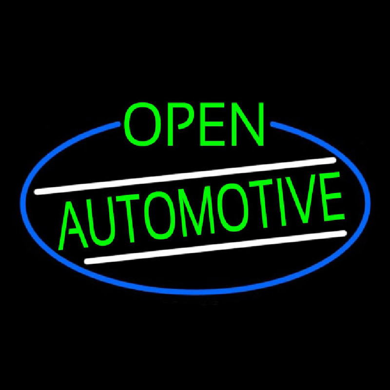 Green Open Automotive Oval With Blue Border Enseigne Néon