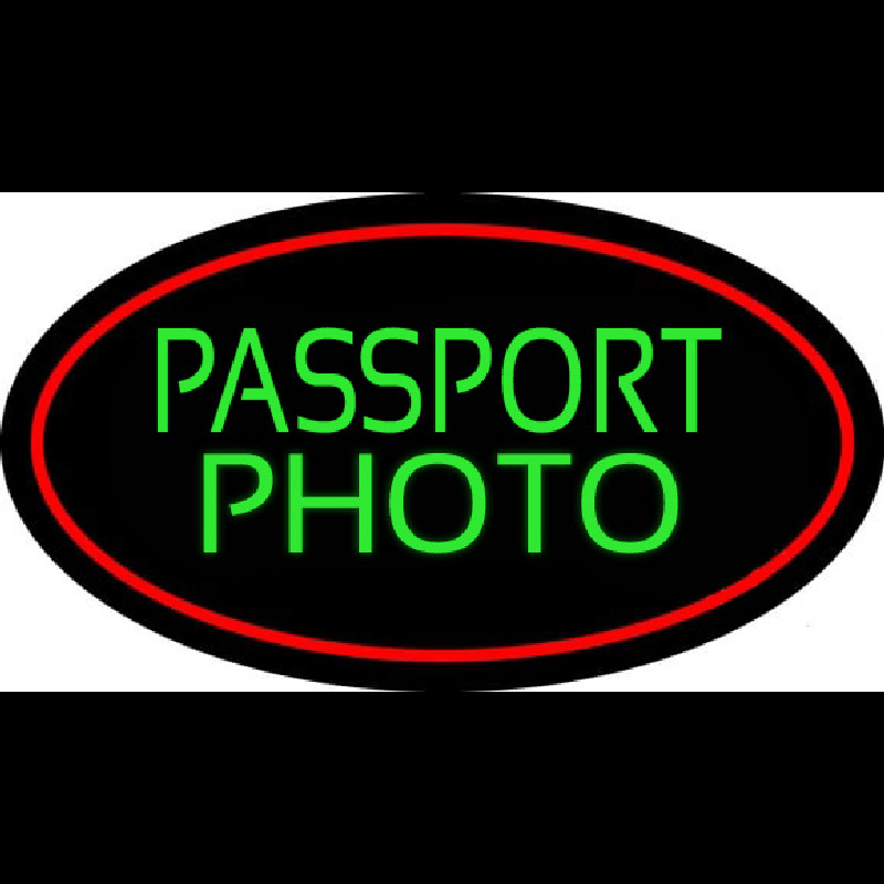 Green Passport Photo Red Oval Enseigne Néon