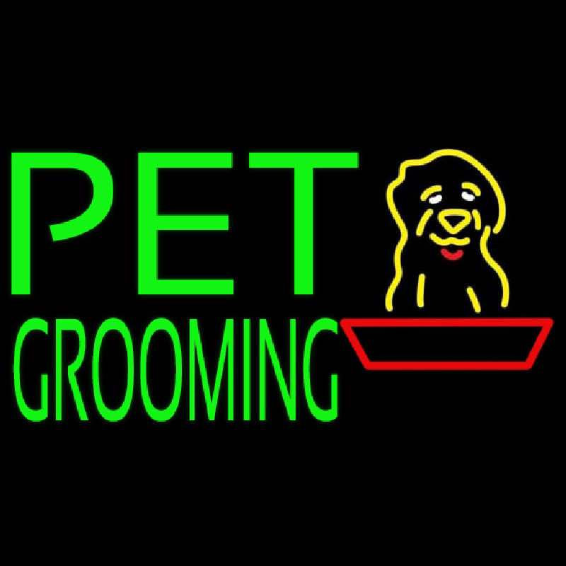 Green Pet Grooming Block 1 Enseigne Néon