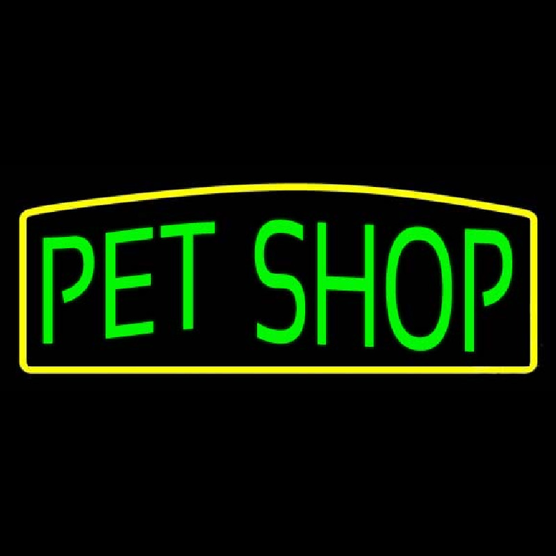 Green Pet Shop Yellow Border Enseigne Néon