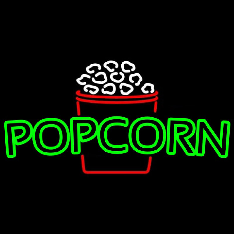 Green Pop Corn Logo Enseigne Néon