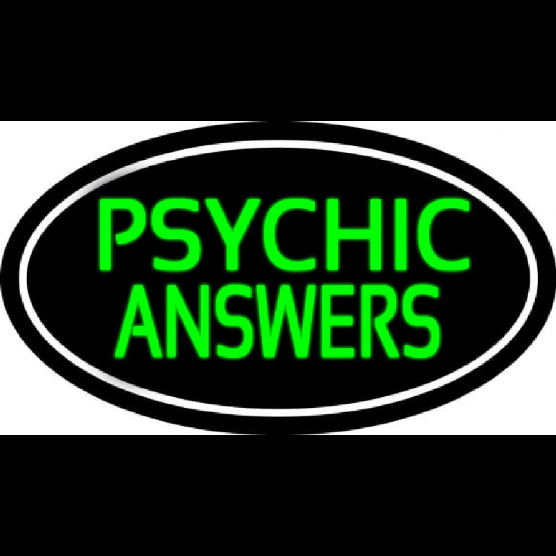 Green Psychic Answers White Border Enseigne Néon