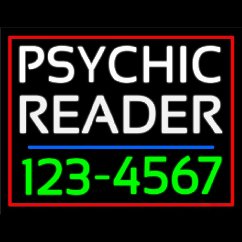 Green Psychic Reader With Phone Number Enseigne Néon