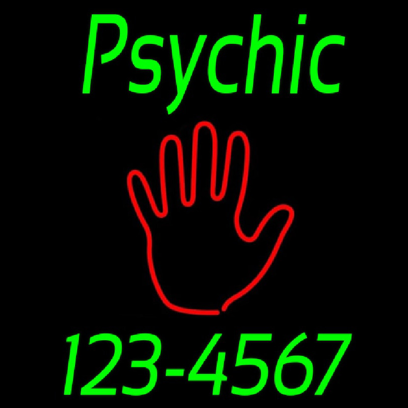 Green Psychic With Phone Number Enseigne Néon