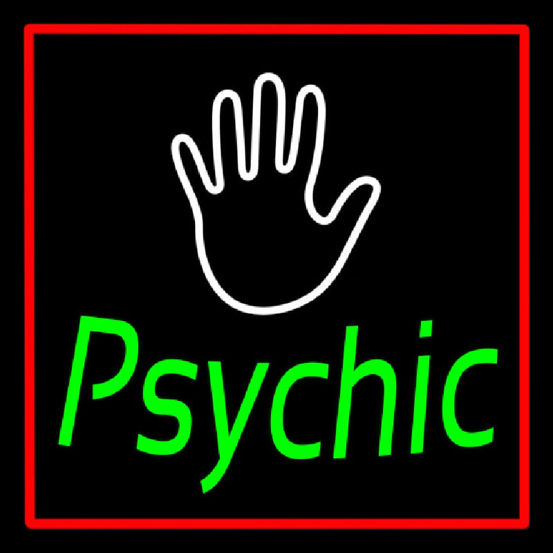 Green Psychic With Red Border Enseigne Néon